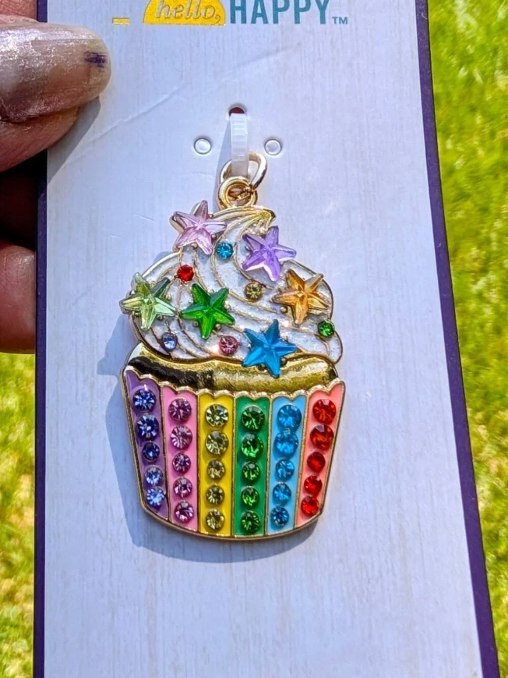 Hello Happy Cupcake Pendant Charm - NWT